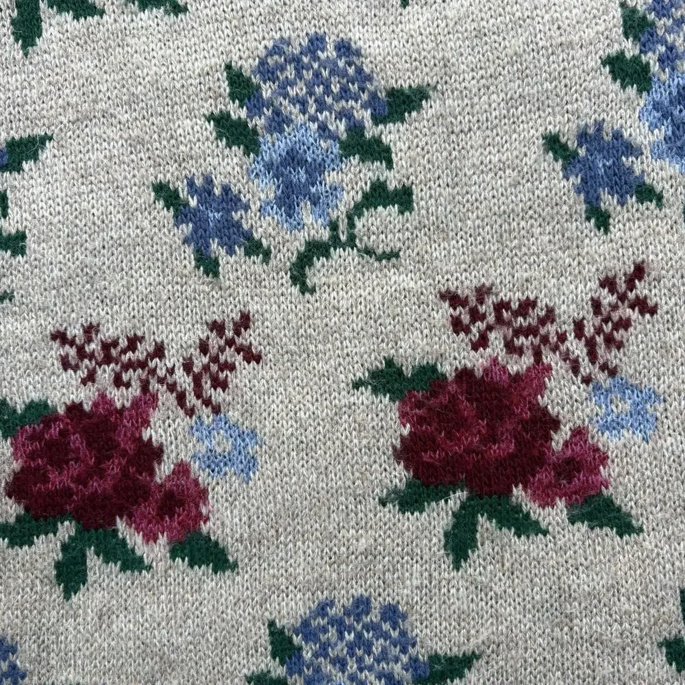 Y2K Vintage Sweater Dana Scott Womens Large Roses Cottagecore Granny Shabby Chic - Picture 5 of 9
